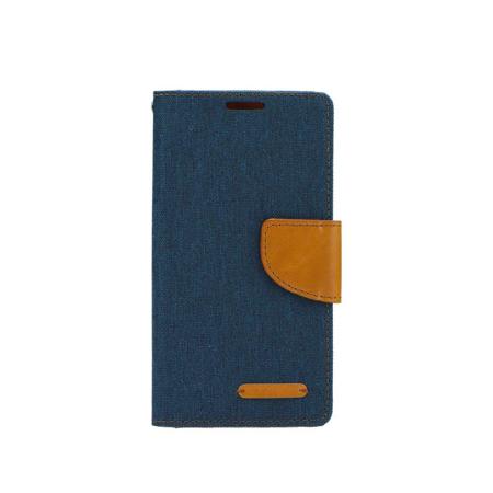Pouzdro na Samsung Galaxy J6 Plus - Canvas Book - námořnicky modré/ hnědé